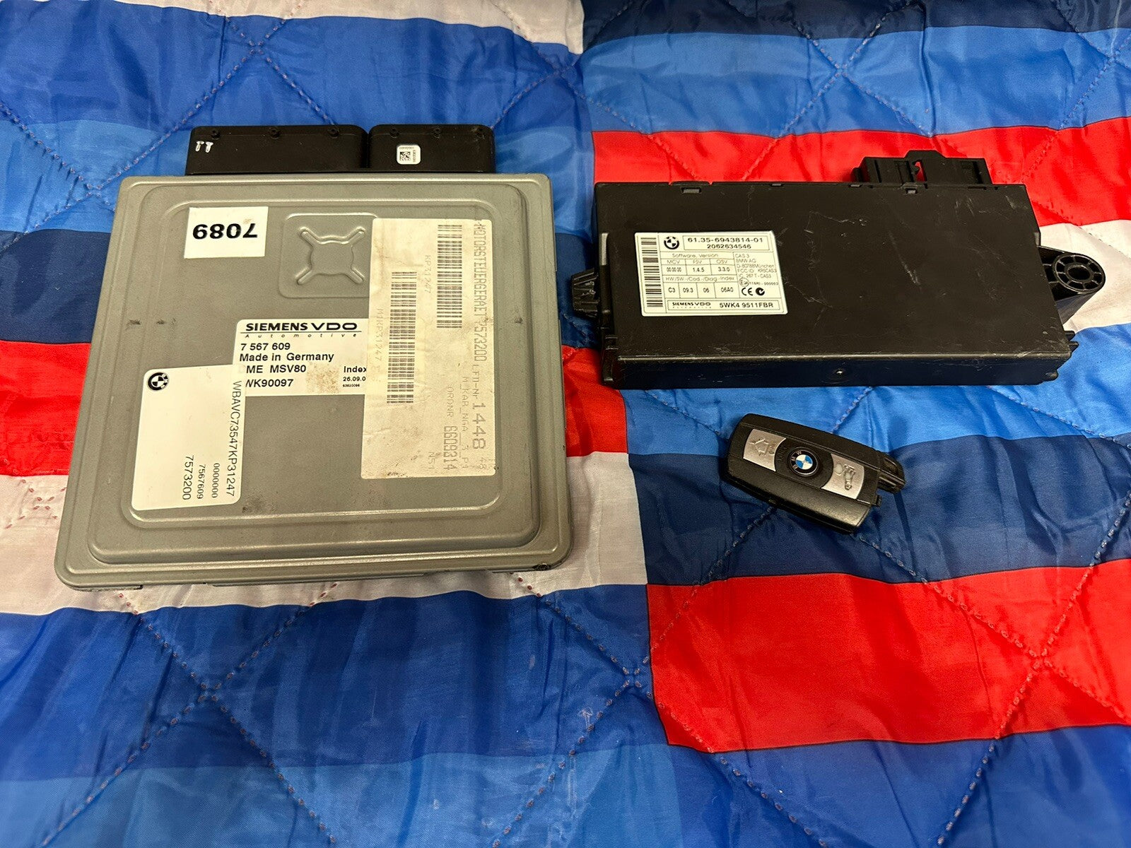BMW 328I 128I E90 E92 E93 E82 N52 ENGINE ECU SET DME MSV80 CAS3 KEY SET 7567609O