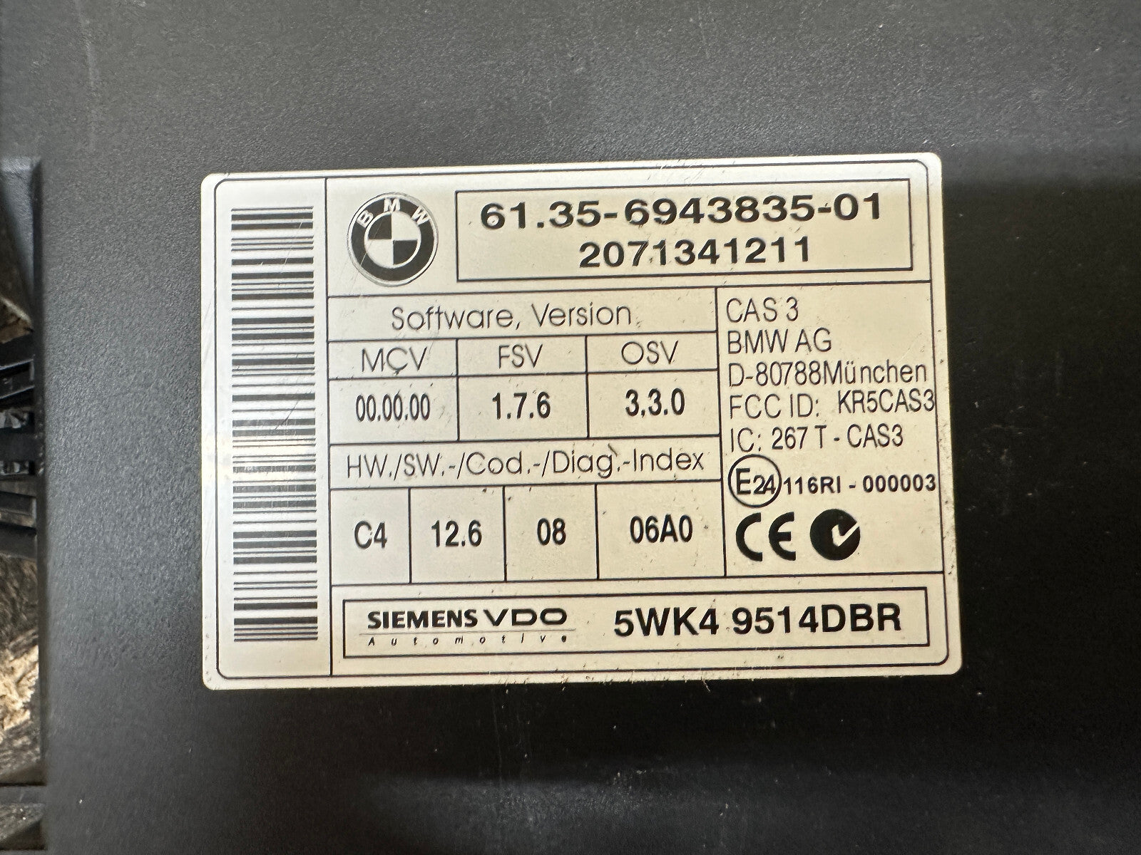 BMW 7-10 E60 E90 E82 N54 ENGINE ECU+CAS IMMOBILIZER+ MSD80 OEM 7575875