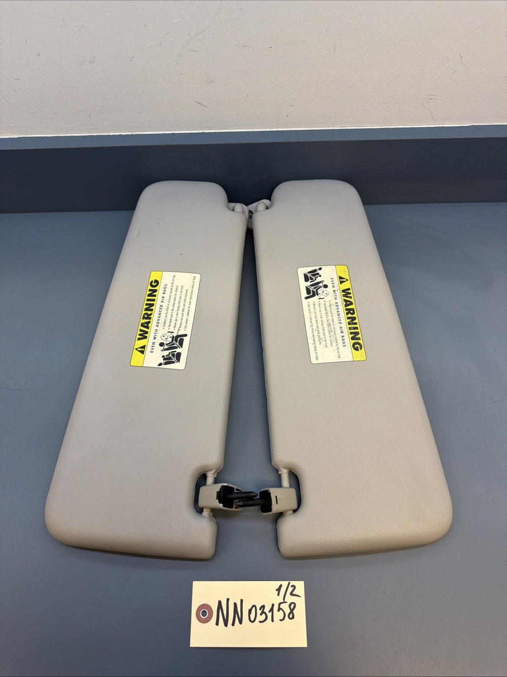 BMW E90 E91 E92 E93 Sun Visor Set OEM – Driver & Passenger Gray 6957369 6957370