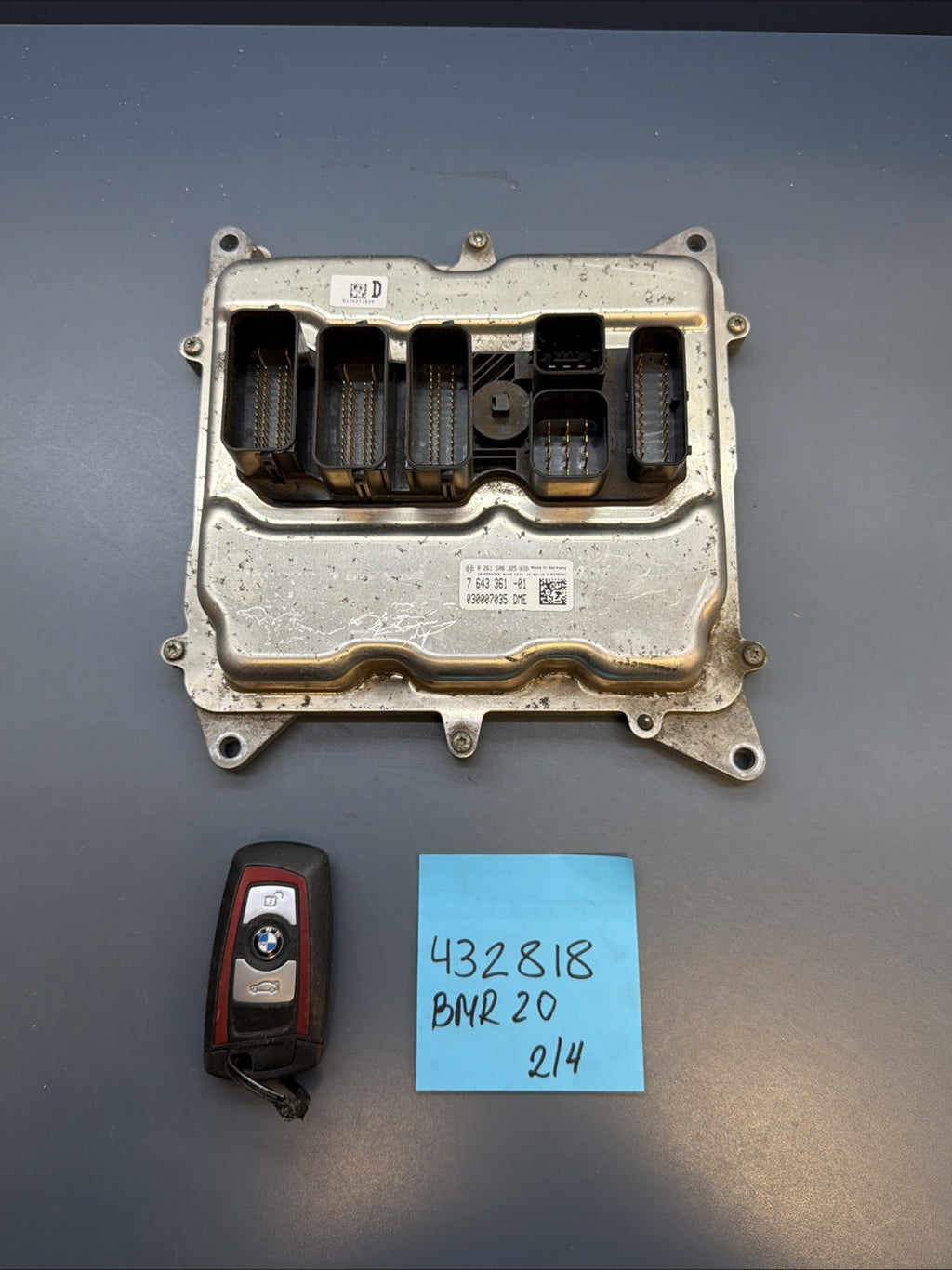 12-2015 BMW 328i ECU PCM ECM Engine Control Module DME 7643361 WITH MATCHING KEY