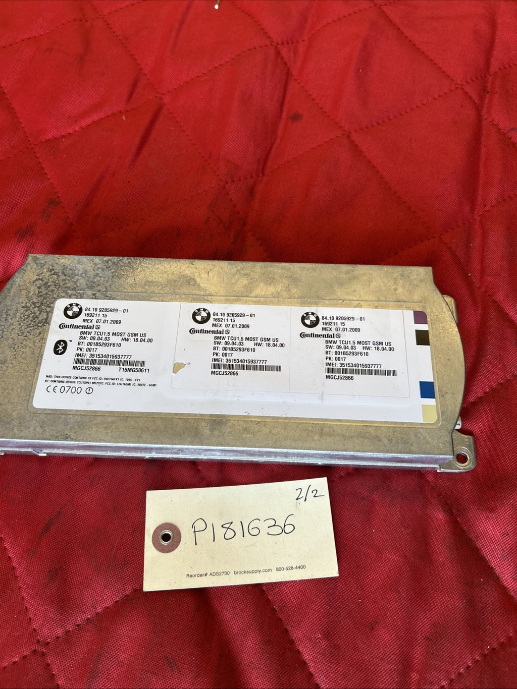 07-13 BMW E60 E63 E64 E90 E93 E88 Telematic Control Module GSM 9205929 OEM