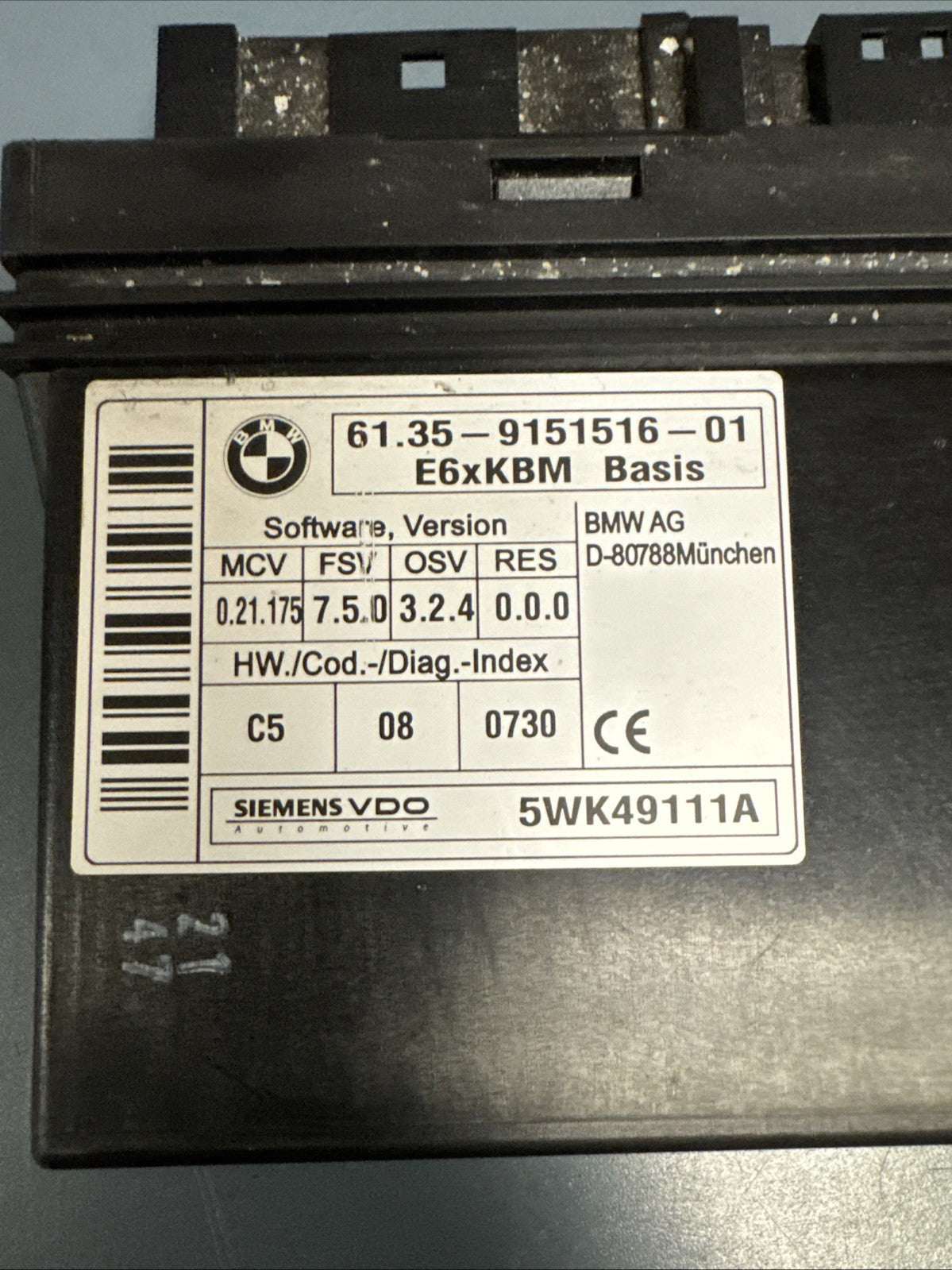 2008-2010 BMW 550I E60 LCI BCM BODY CONTROL MODULE UNIT OEM 61.35-9151516-01