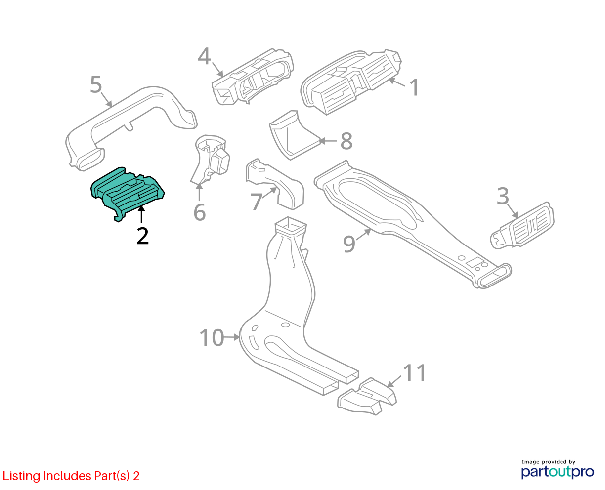 04-10 BMW E60 5 SERIES FRONT LEFT DRIVER SIDE DASH AC HEATER AIR VENT 6910731