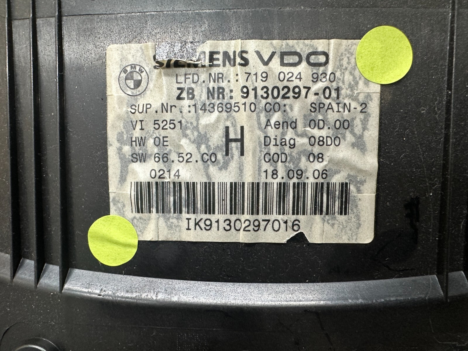 BMW 2005-2012 E90 SPEEDOMETER INSTRUMENT GAUGE CLUSTER MPH OEM 9130297