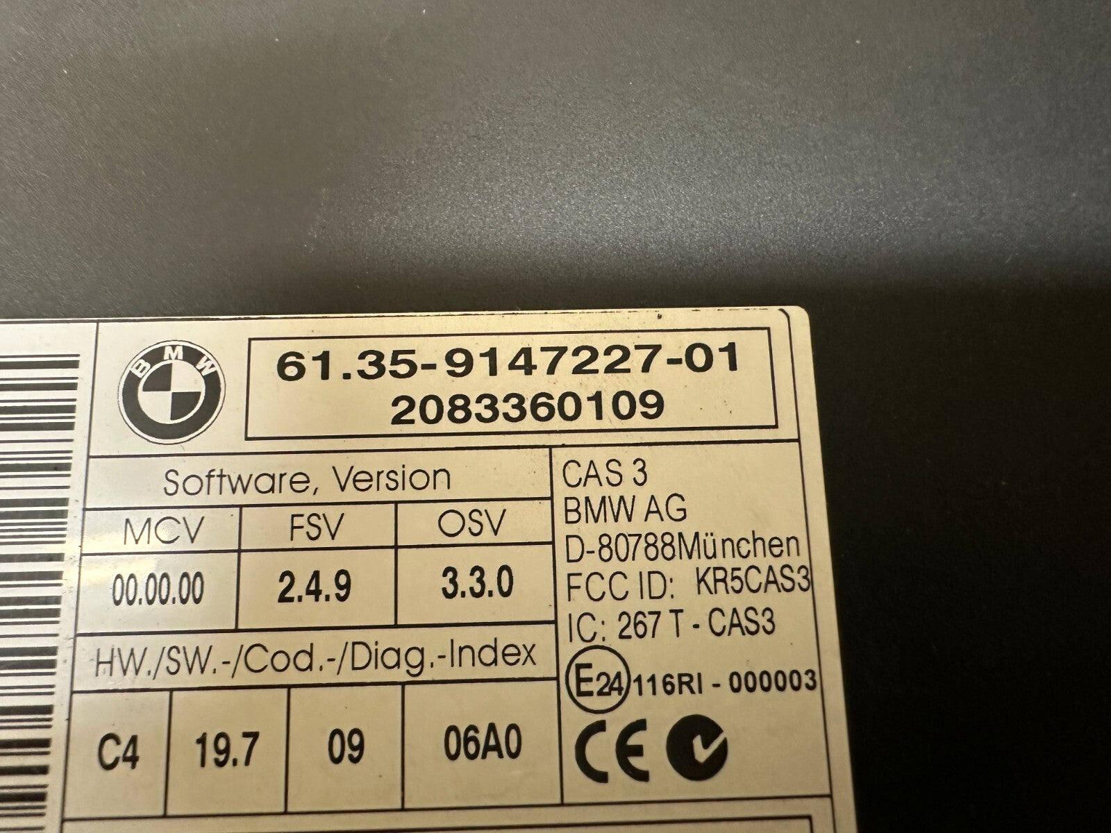 BMW 2009-2013 E90 ECU+CAS(IMMOBILIZER)+KEY VIN MATCHED SET OEM 9147227+7594485