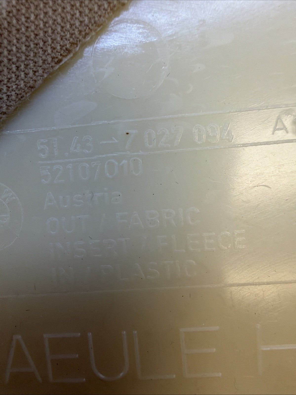 04-07 BMW E60 530I C PILLAR TIRM COVER REAR LEFT&RIGHT OEM 7027093 7027094 BEIGE