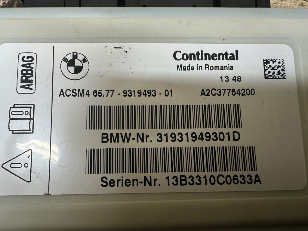 BMW 11-19 F25 X3 F10 5 SERIES F30 3 SERIES CRASH IMPACT SRS SENSOR OEM 9319493