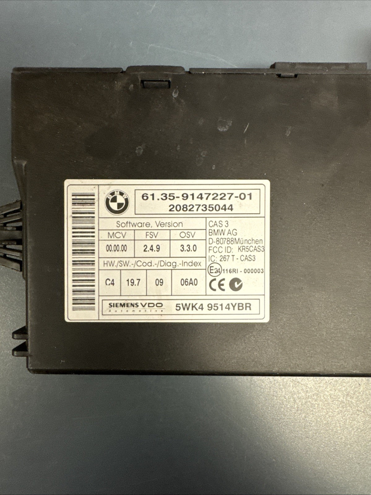2007-2013 BMW 328i A/T N52 E90 E91 E92 E93 ECM ECU DME CAS KEY 7594483