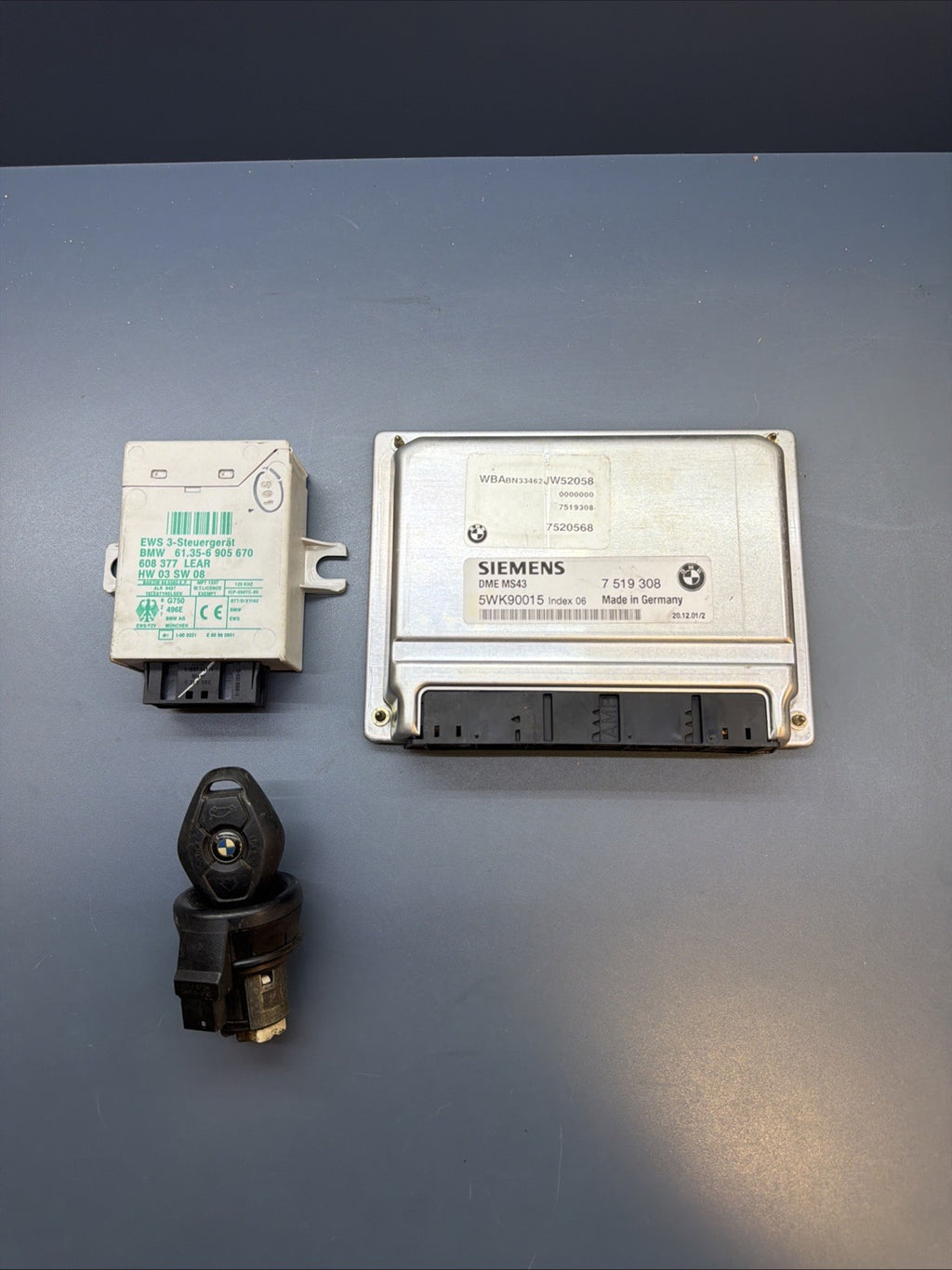 BMW 99-03 Z3 3/5 SERIES M54 ENGINE ECU(DME)+CAS+KEY SET OEM 7519308 MS43