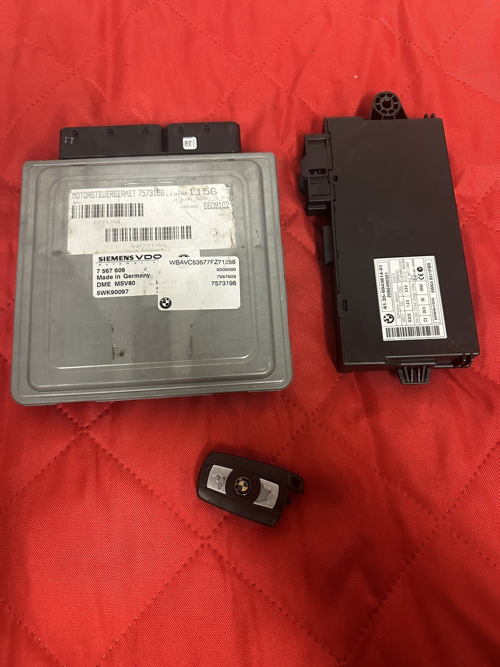 BMW 328I 128I E90 E92 E93 E82 N52 ENGINE ECU SET DME MSV80 CAS3 KEY SET 7567609
