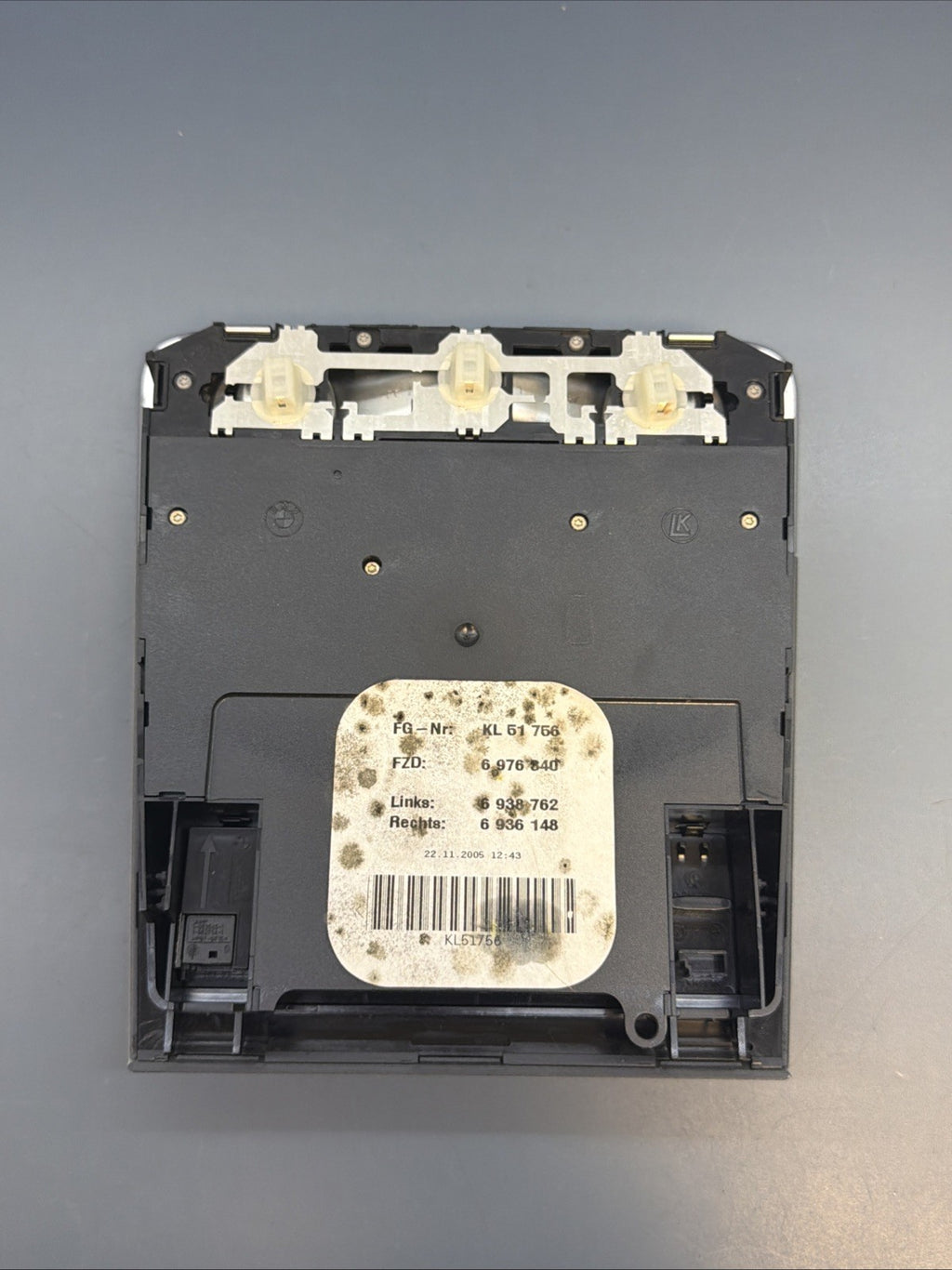 BMW 06-12 E90 E9X FRONT UPPER SUNROOF INTERIOR LIGHT CONTROLS GRAY OEM 6976340