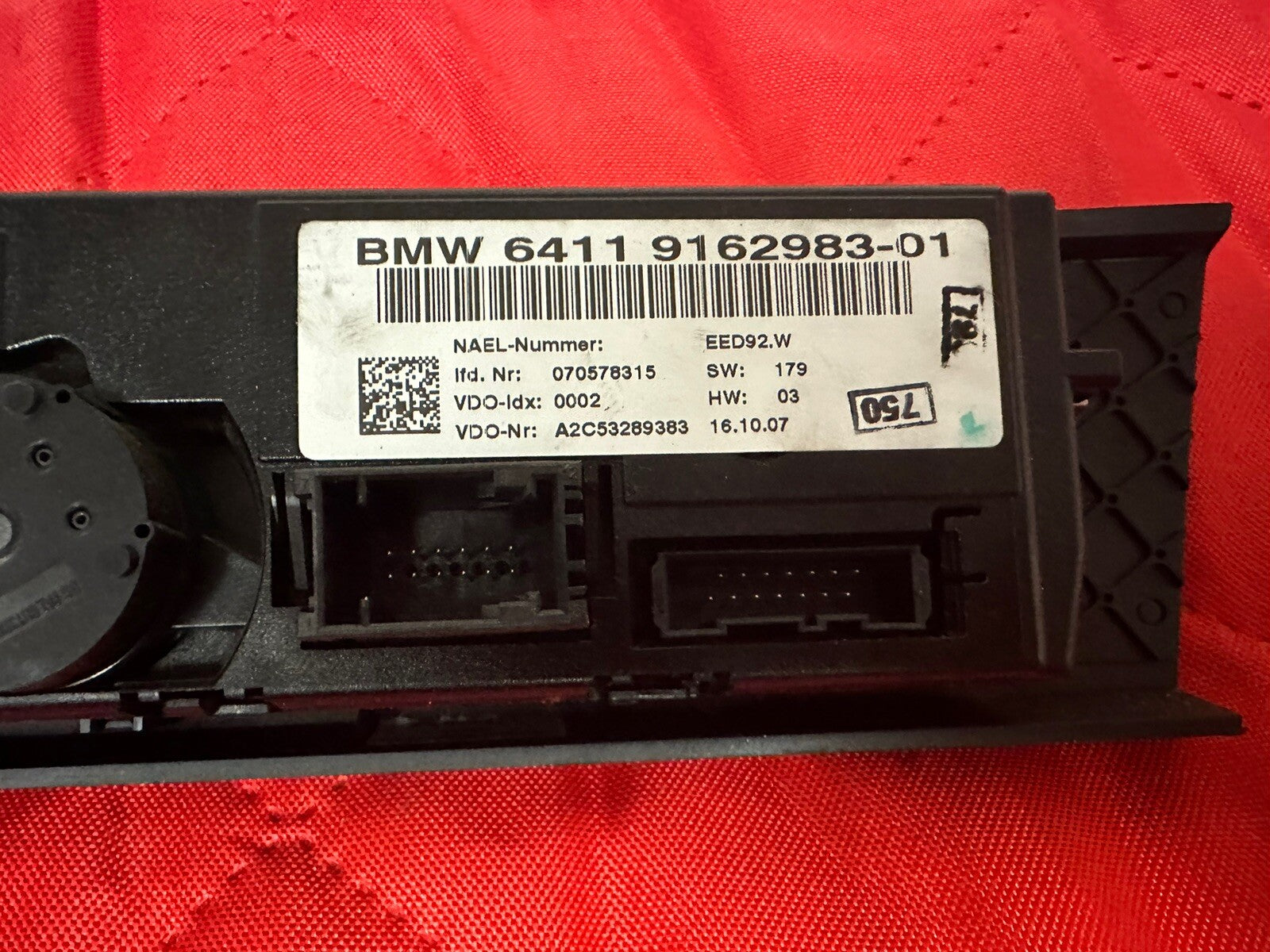 07-09 BMW E90 E93 E93 3 SERIES AC HEATER CLIMATE CONTROL TEMPERATURE OEM 9162983