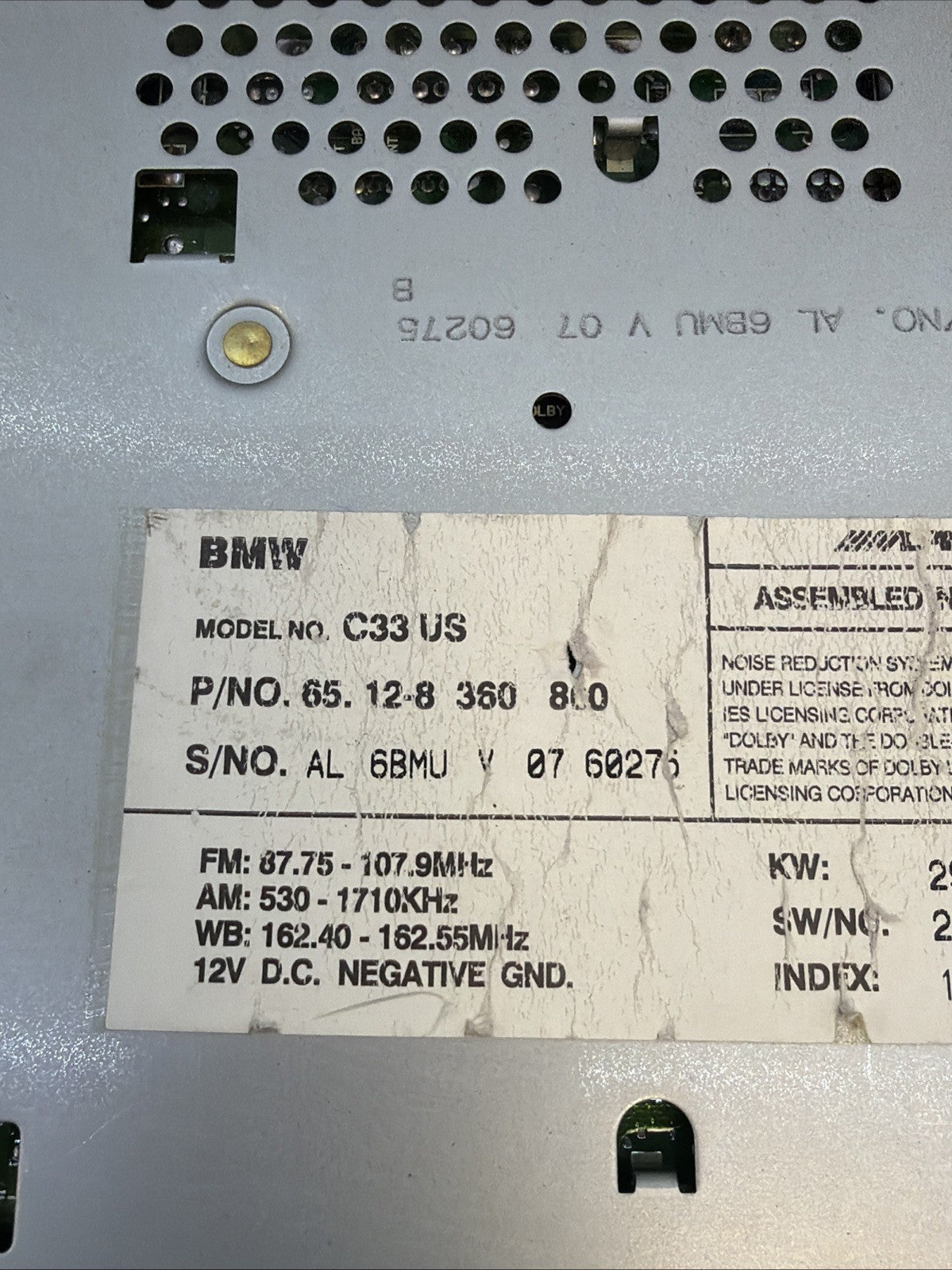 BMW 1995-2006 E39 E53 5 SERIES X5 RADIO CASSETTE PLAYER OEM 8360800