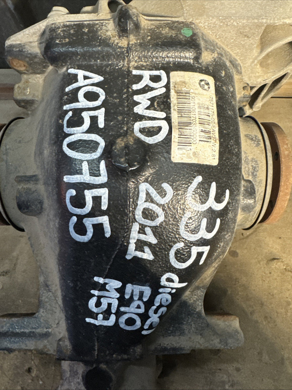 BMW REAR DIFFERENTIAL 335D SERIES E90 RWD FINAL DRIVE 2.81 7571175