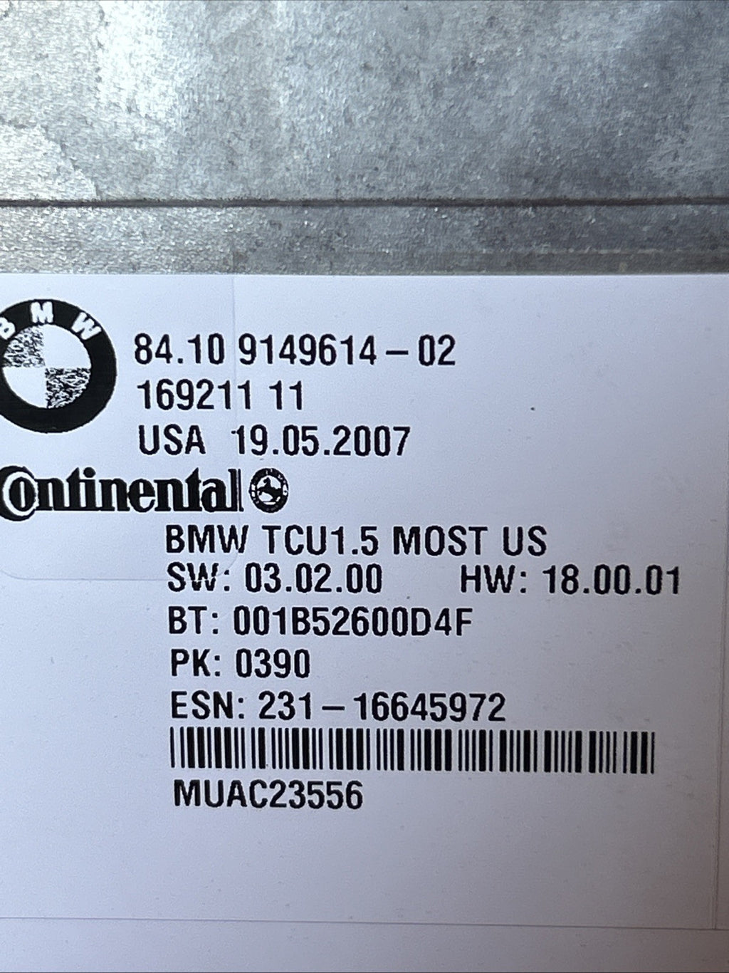 BMW 07-10 E60 E63 5/6 SERIES BLUETOOTH TELEMATIC COMMUNICATION MODULE 9149614