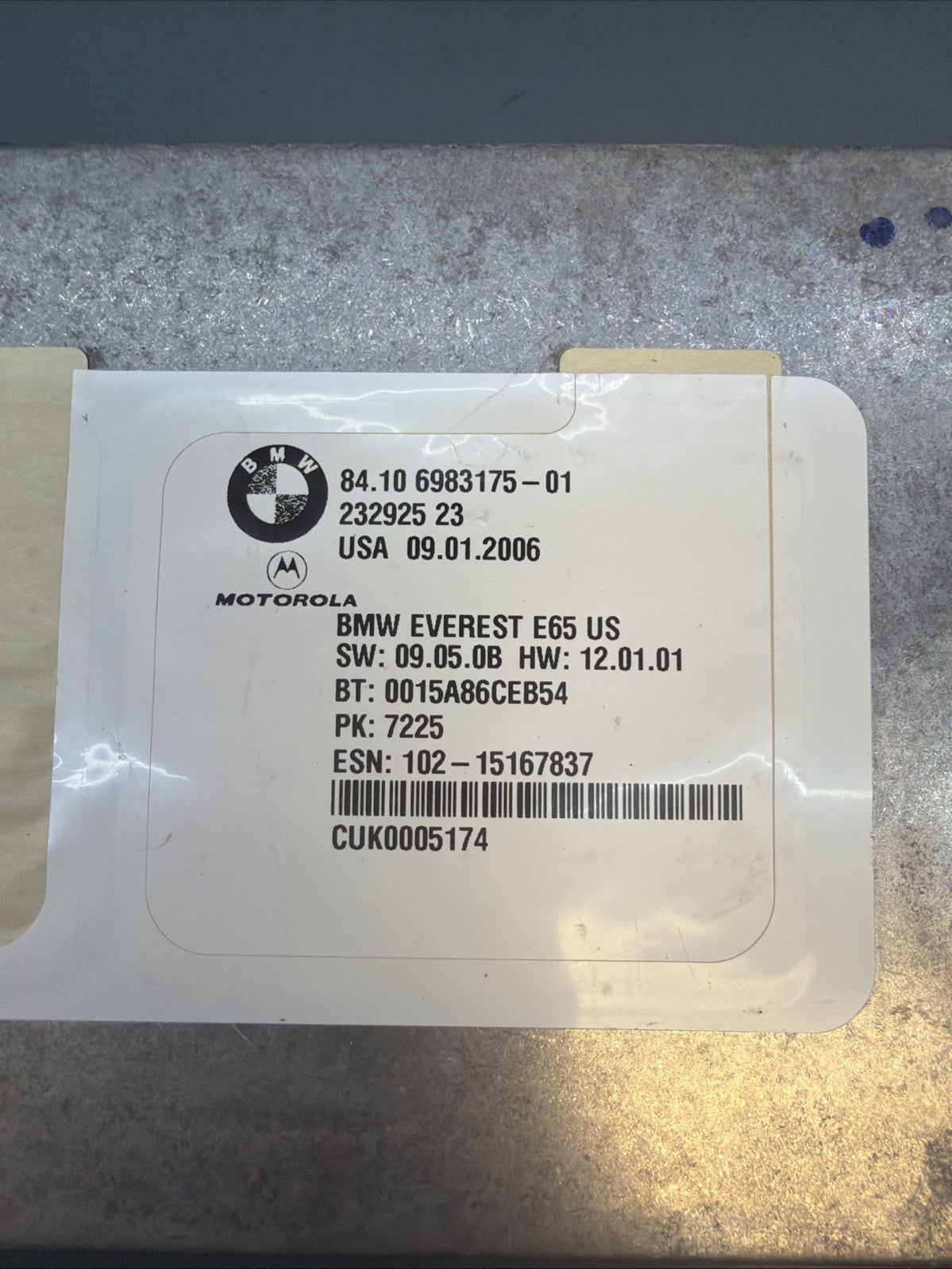 2002-2008 BMW 745i 750i 760i E65/E66 BLUETOOTH TELEMATICS CONTROL 6983175