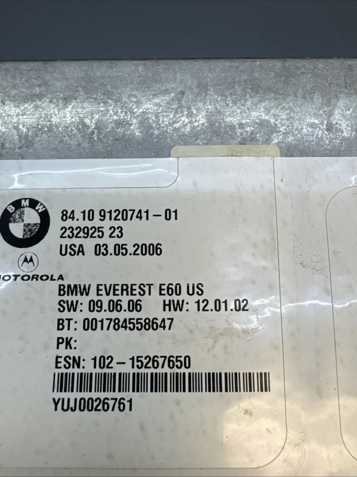 04-10 BMW E60 E61 E63 E64 525i M5 645ci 650i Bluetooth Telematic 9120741