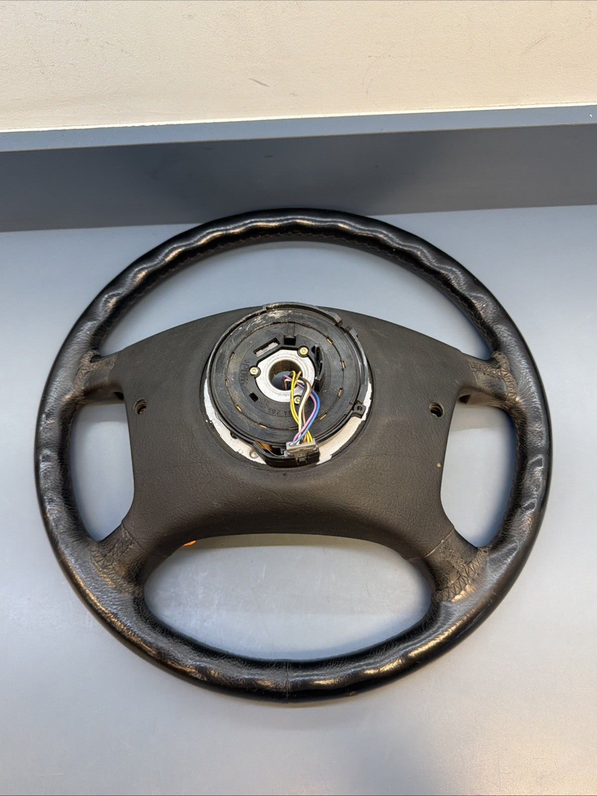 95-03 Bmw E38 740 750 540 Left Driver Leather Steering Wheel Black Trim 1094259