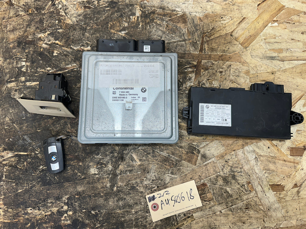 BMW 06-13 N52 ENGINE ECU+CAS(IMMOBILIZER)+KEY MSV80 SET 9147227+7594483