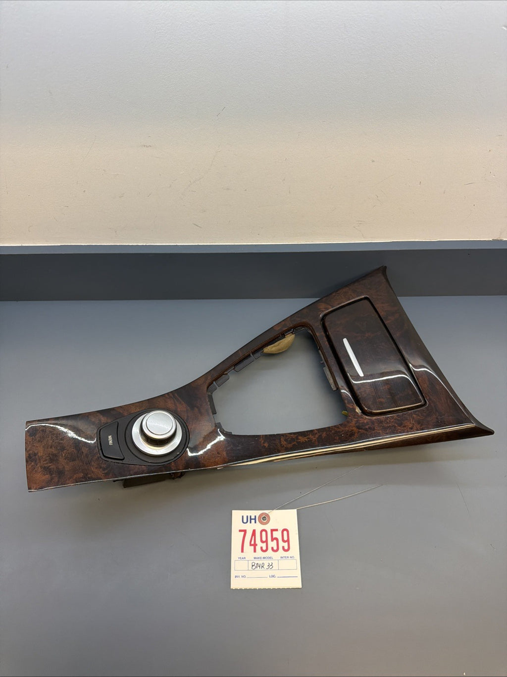 07-13 BMW E90 E92 328i 335i CENTER CONSOLE WOOD CCC TRIM OEM WITH KNOB 7078571