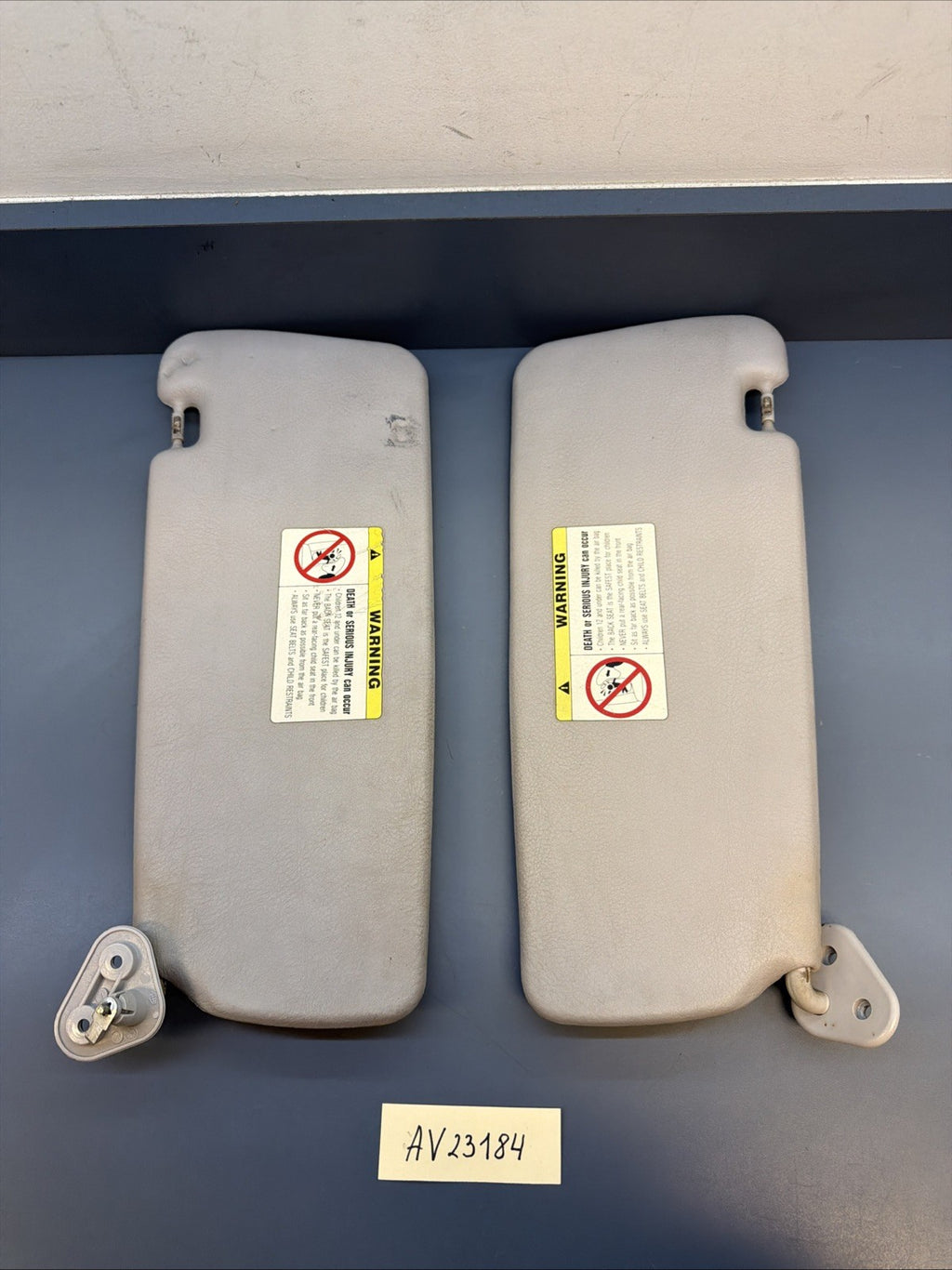 BMW E36 328I M3 318I 320I 325I Front Sun Visor Grey Leather Pair OEM