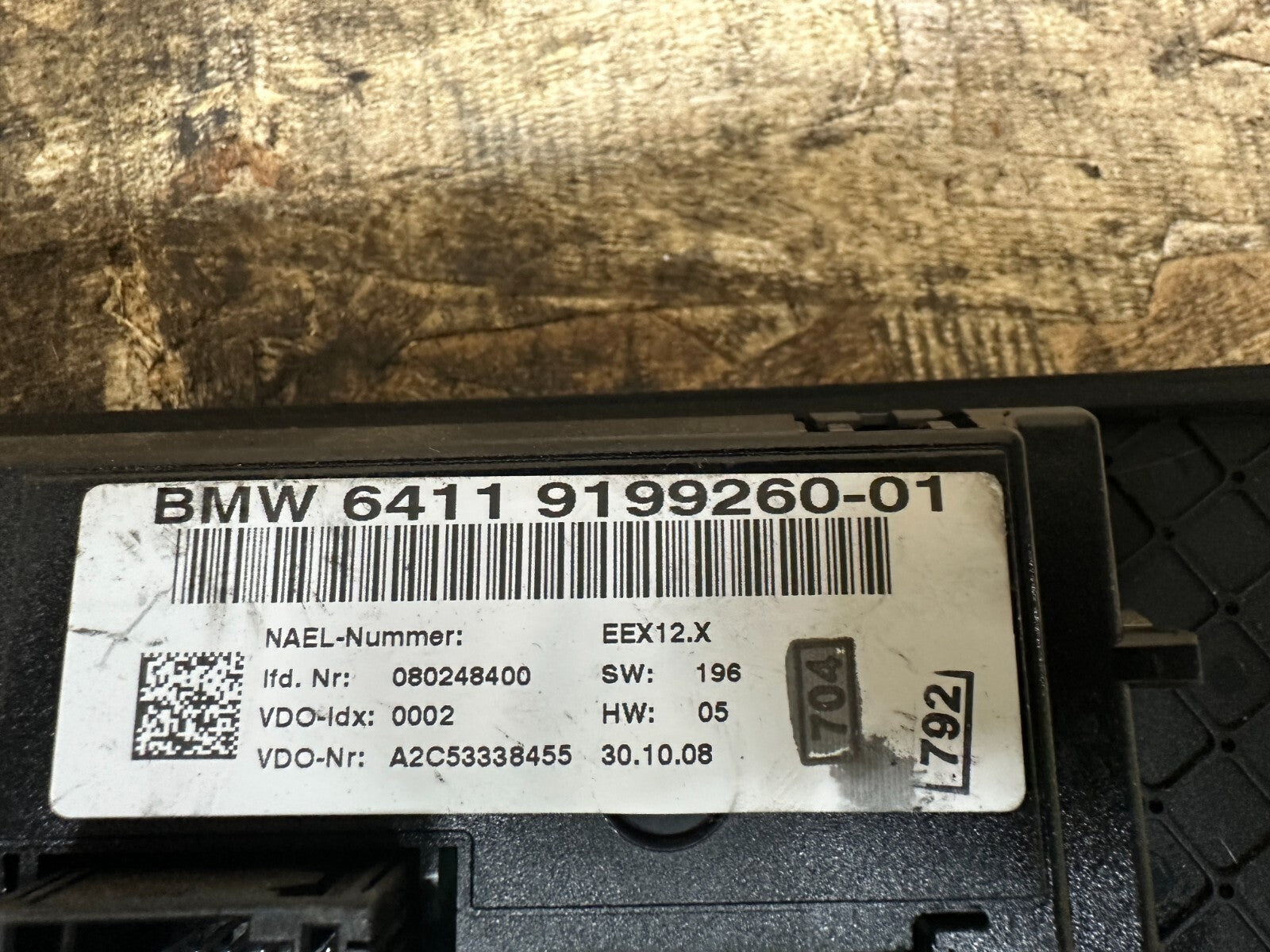 BMW 2006-2012 E90 HVAC HEATER AC CLIMATE CONTROL SWITCH PANEL OEM 9199260