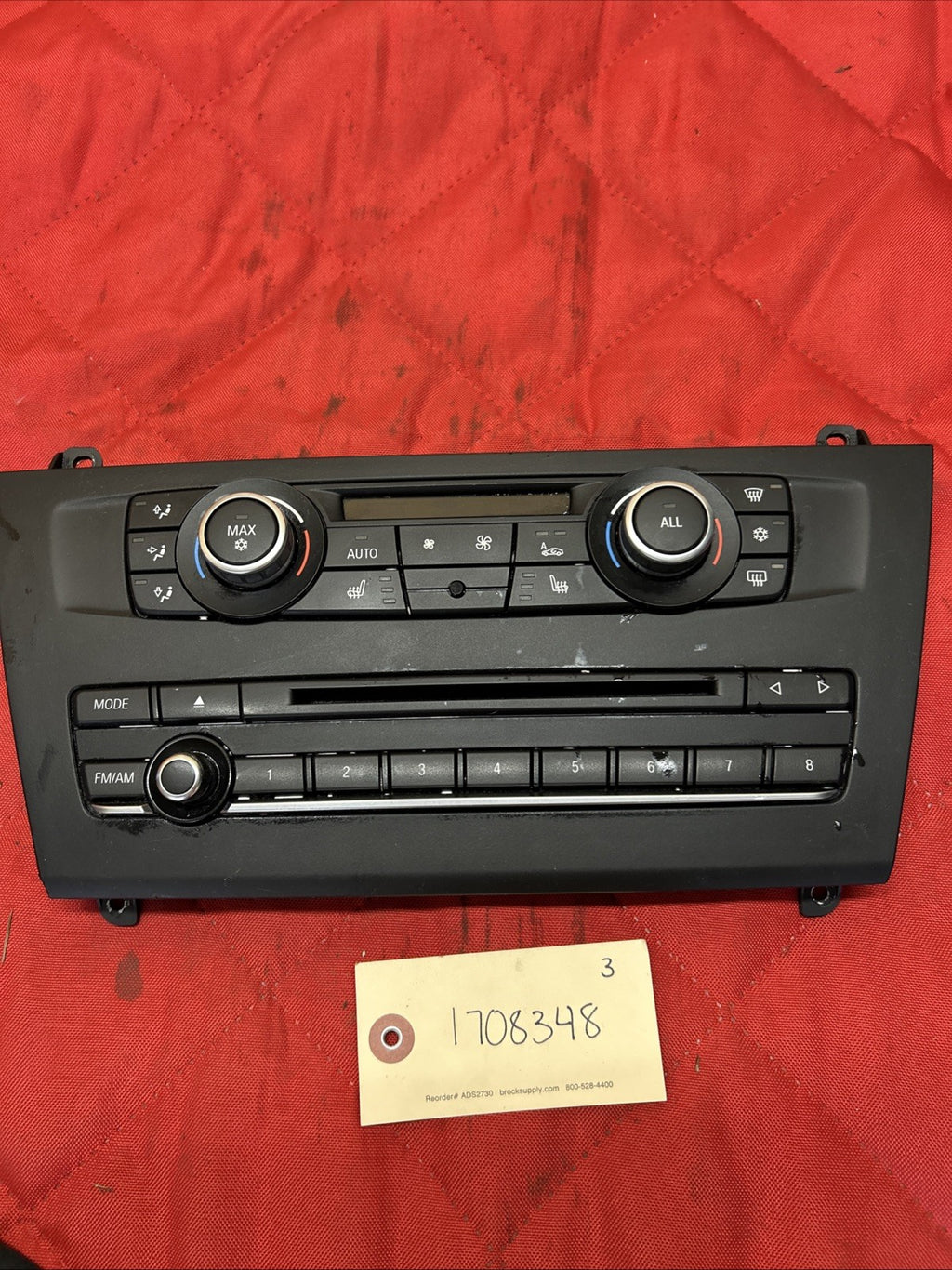 2011-2014 BMW X3 3.0L - Front AC Climate Control / Stereo / CD UNIT 9252738