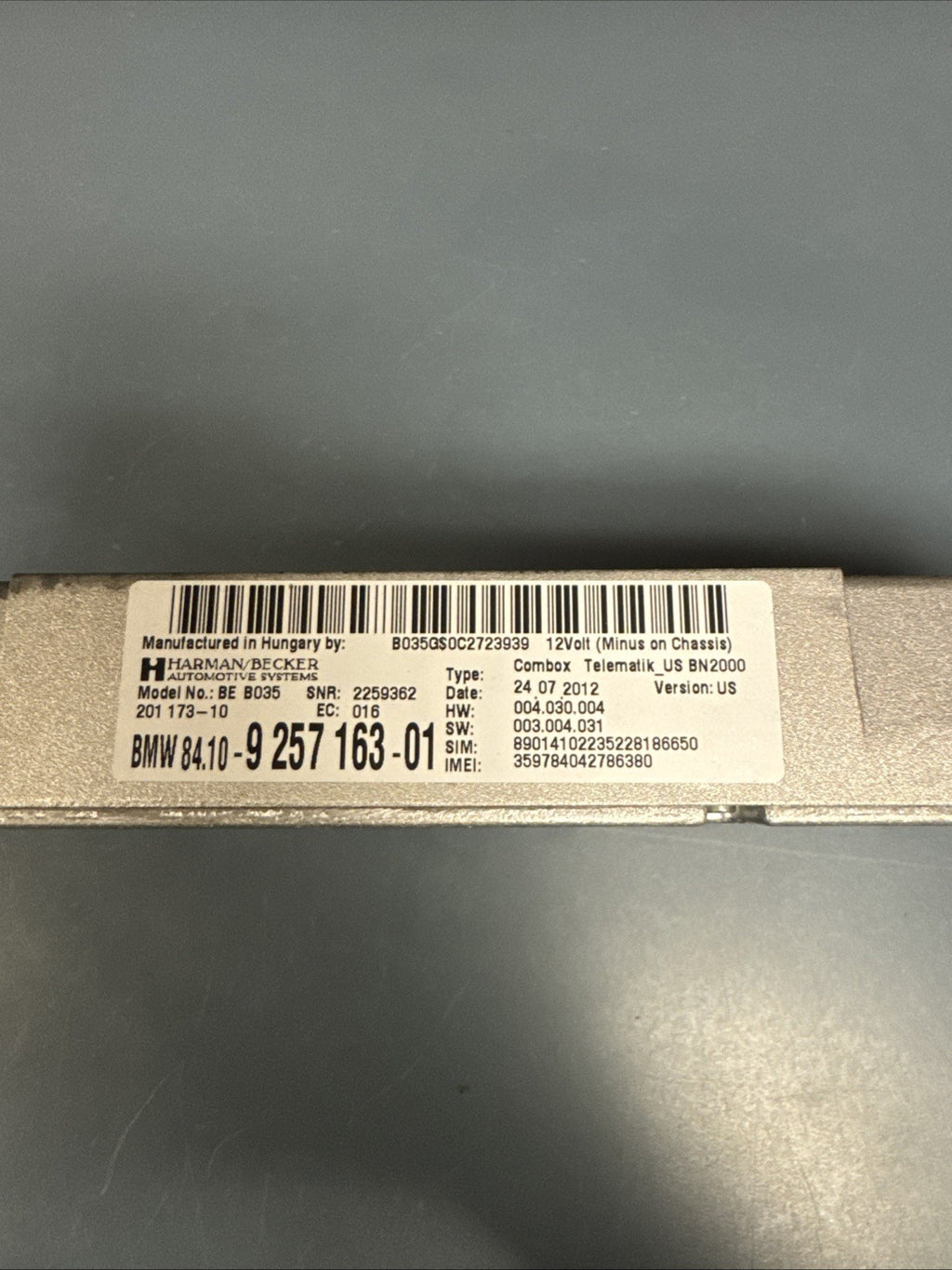 2007-2013 BMW 328i Telematics Bluetooth Communication Module 9257163 OEM