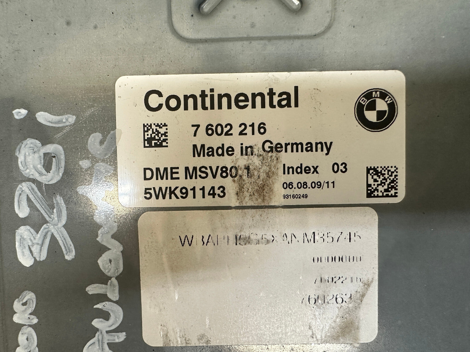 BMW 05-13 N52N N51 ENGINE ECU(DME)+CAS(IMMOBILIZER)+KEY  SET 7602216 MSV80