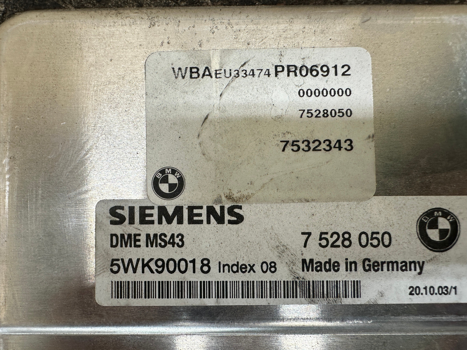 BMW 97-06 E46 325xi M54 ECU/DME+CAS IMMOBILIZER+KEY MS43 7528050+6905670
