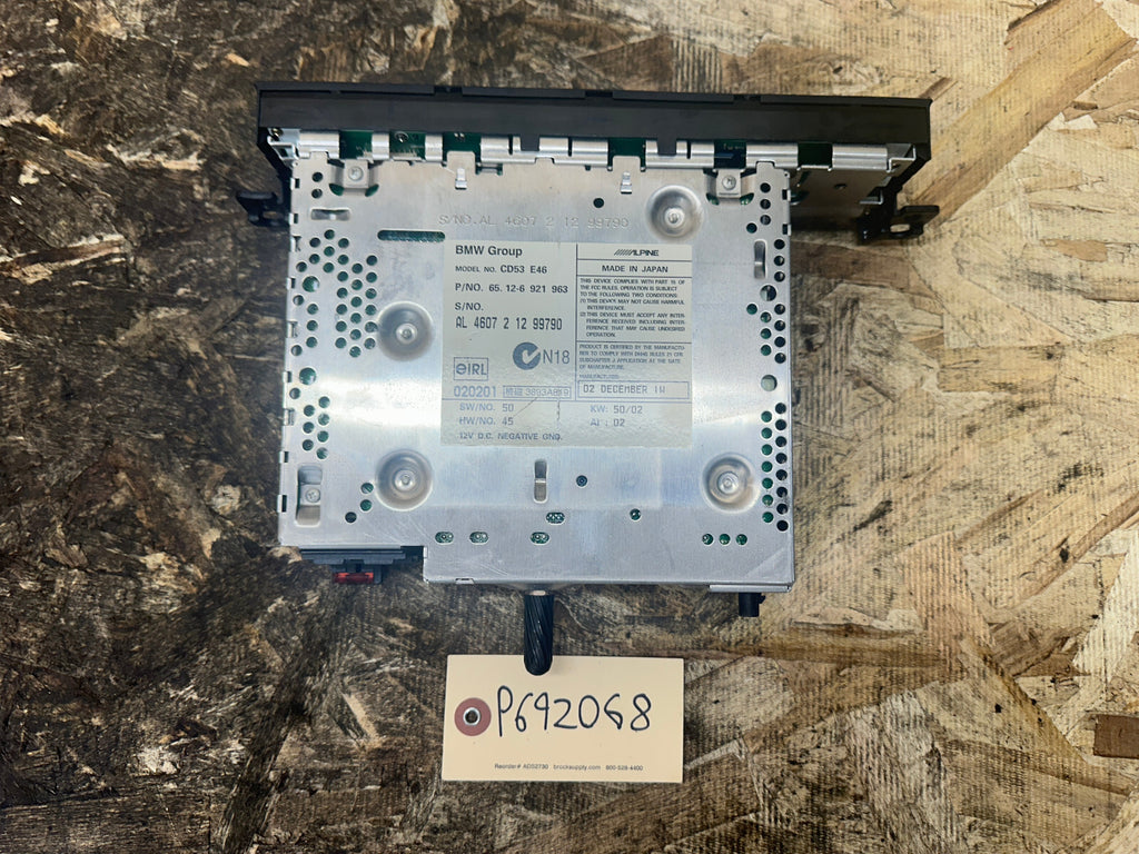 BMW 97-06 E46 3 SERIES BUSINESS CD AM/FM RADIO PLAYER OEM 6921963