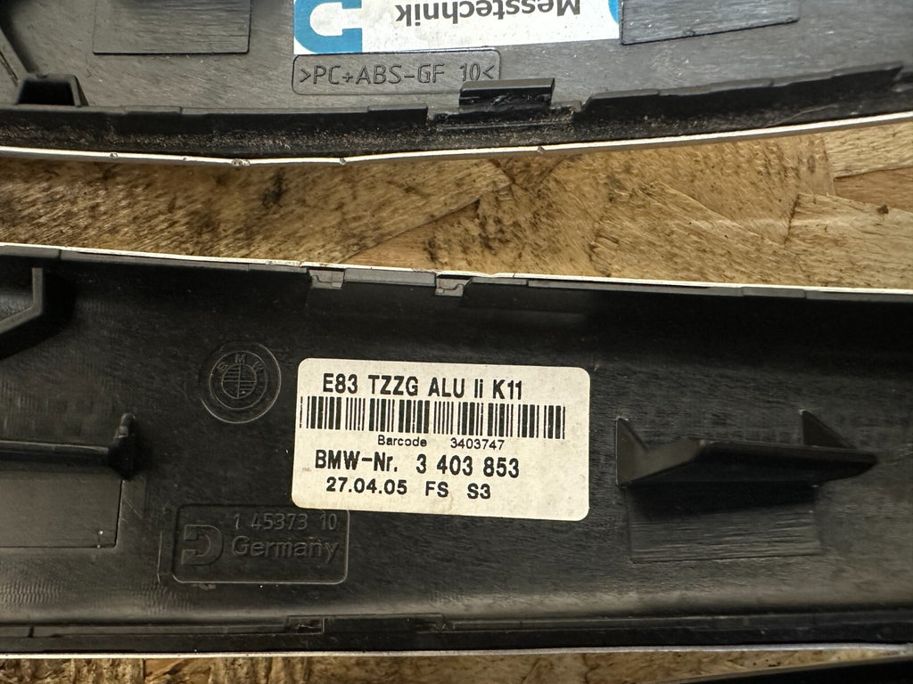 BMW 03-06 E83 X3 DOOR HANDEL TRIM L+R SET OF 3pc SILVER OEM 3403853+3403854