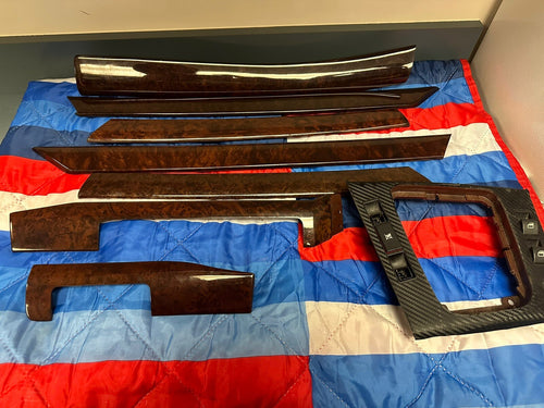 01-05 BMW E46 4 DOOR SEDAN 3 SERIES WOOD GRAIN TRIM INTERIOR 8 PIECE SET OEM