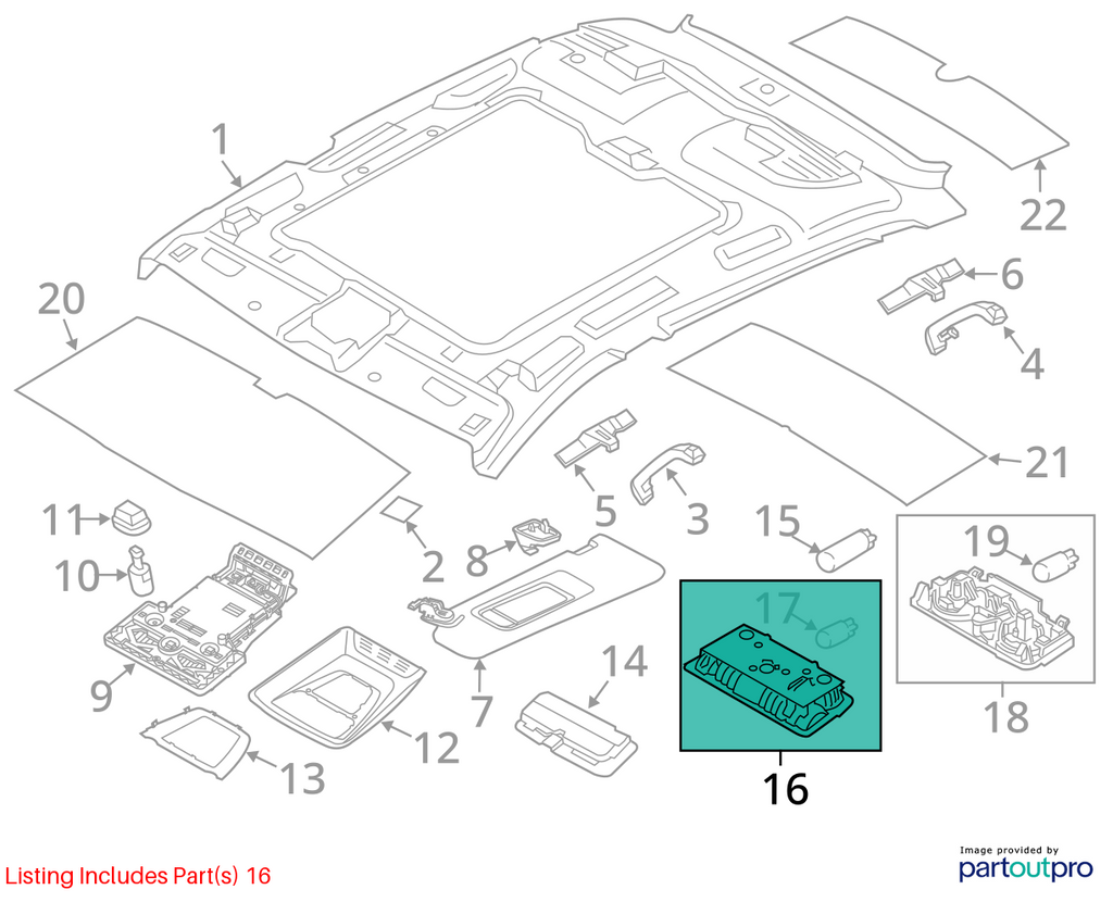 11-16 BMW F10 528i 535i 550i Rear Overhead Reading Light Lamp 63319163699 OEM