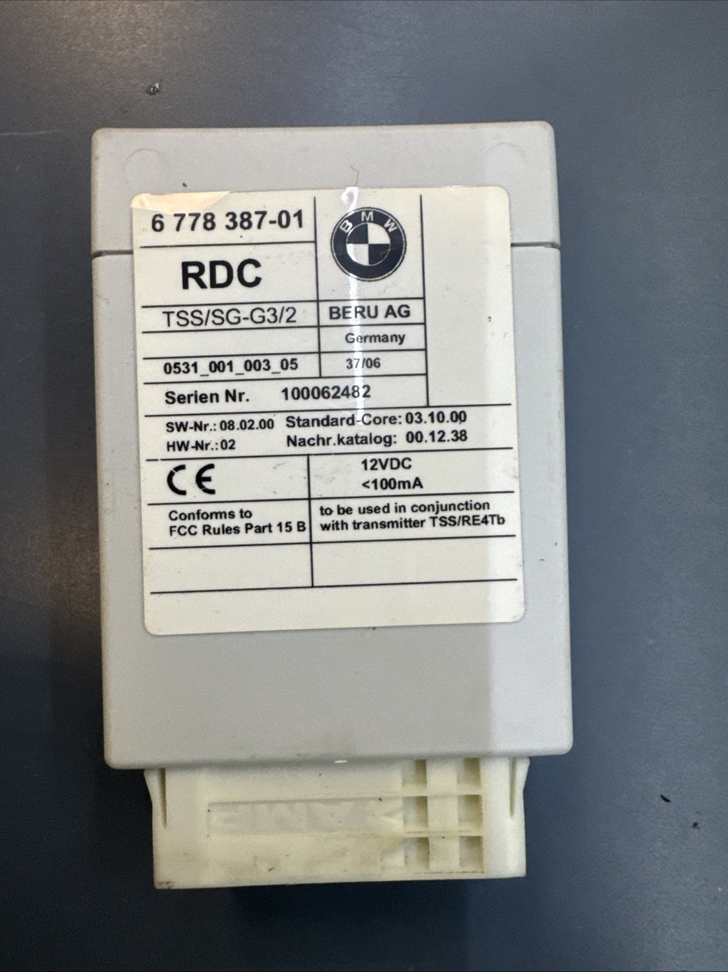 06-10 BMW E82 E90 E60 E63 535I 550I 650I M5 M6 TIRE PRESSURE CONTROL 6778387