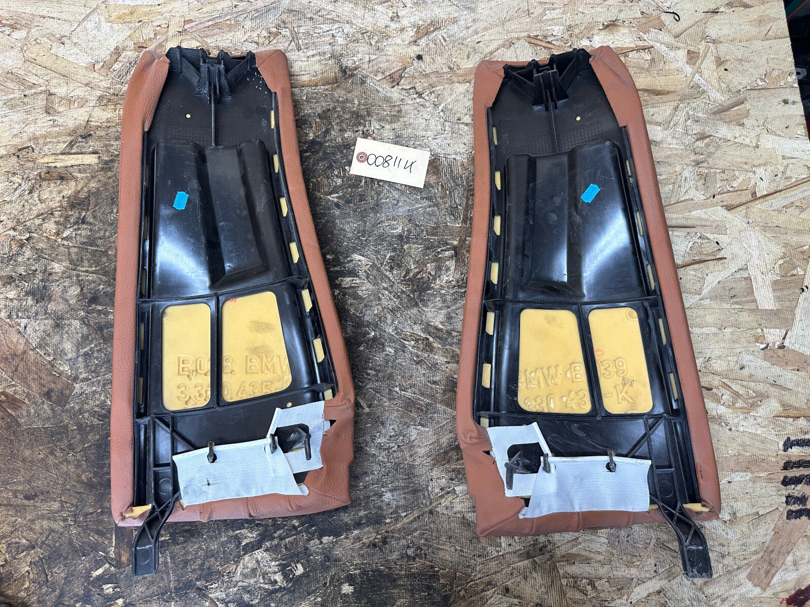 BMW 04-10 X3 REAR LEFT+RIGHT SEAT LEATHER BOLSTER TERRACOTTA 3330437+3330438