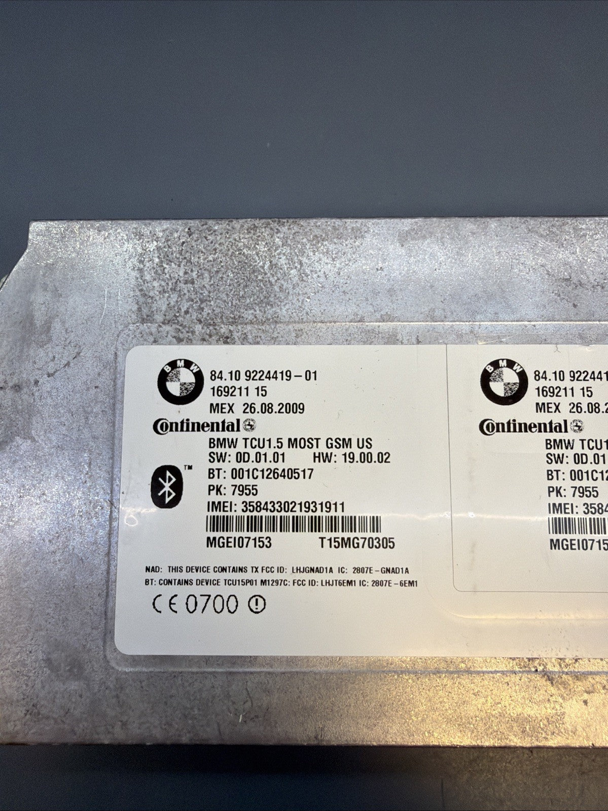 07-11 BMW E90 E92 E82 1 3-SERIES BLUETOOTH TELEMATICS CONTROL MODULE 9224419 OEM