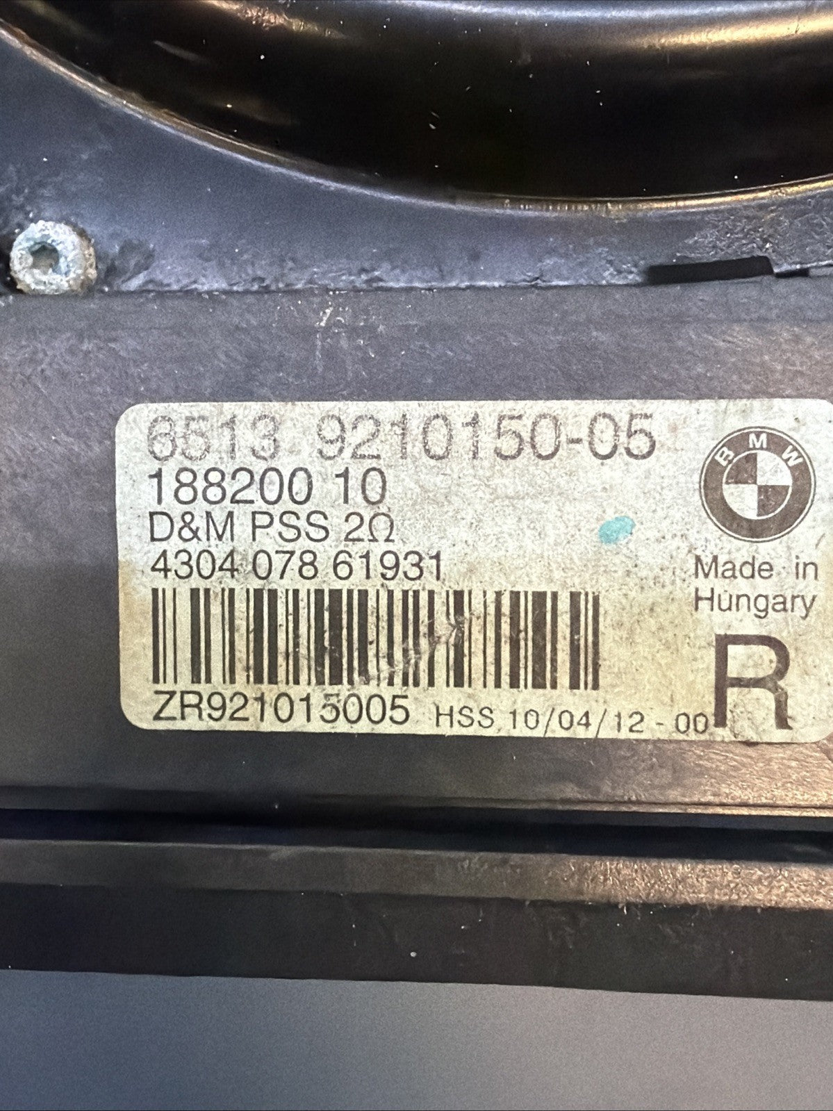 2012-2015 BMW F30 320 328 335i Front Right Side Speaker Subwoofer 9210150-05 OEM