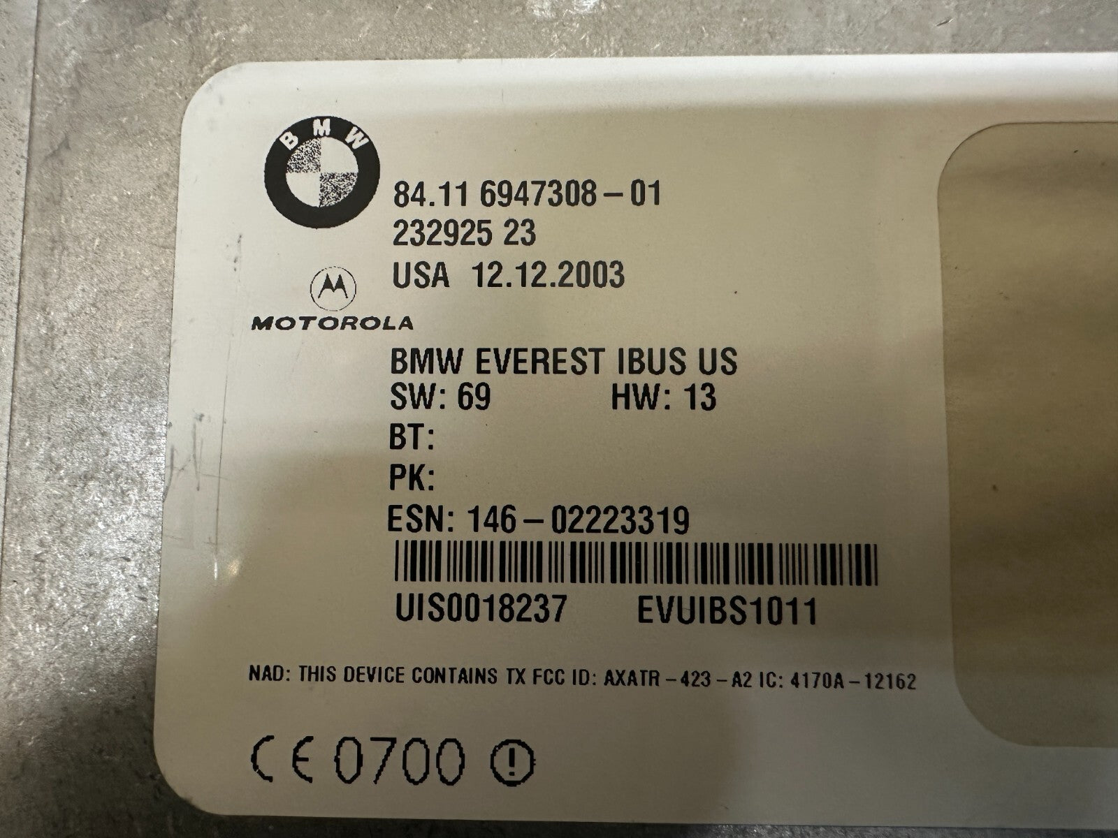 BMW 2004-2006 E46 E85 BLUETOOTH TELEMATICS CONTROL MODULE W BRACKET OEM 6947308