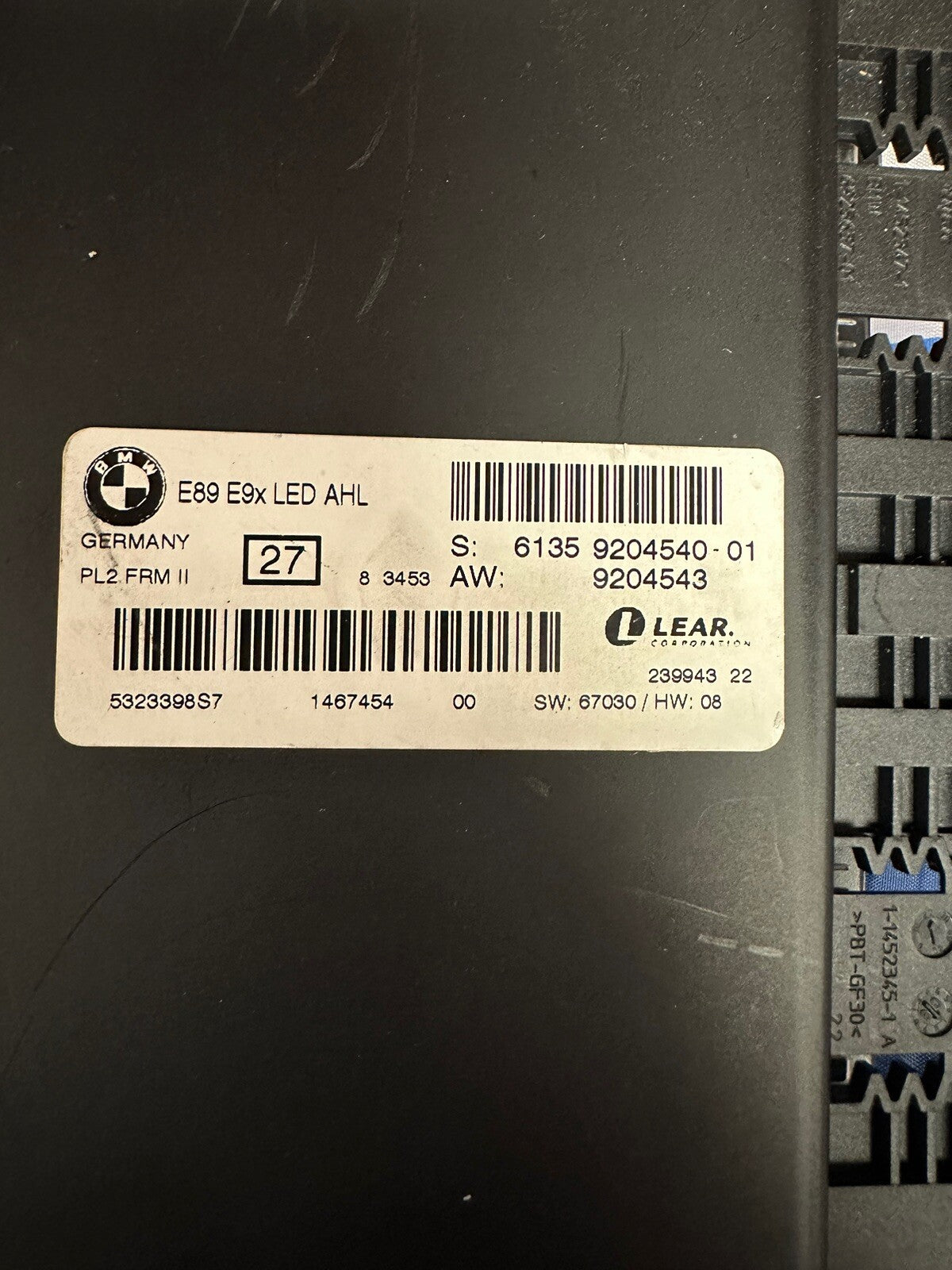 09-11 BMW 323i 328i 335i FOOTWELL LIGHT CONTROL MODULE OEM 9204540 LED AHL PL2