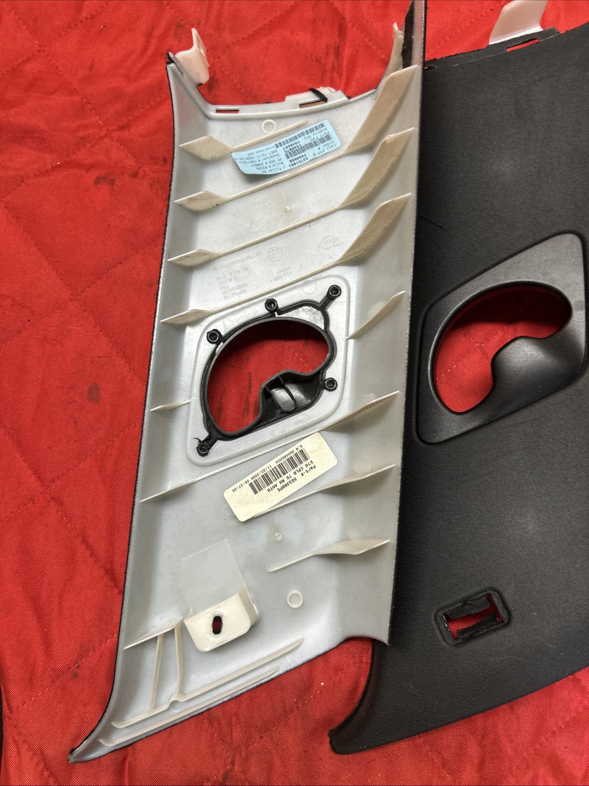 07-13 BMW X5 E70 Rear Left Right Side C Pillar Trim Panel Black 7129755 7129756