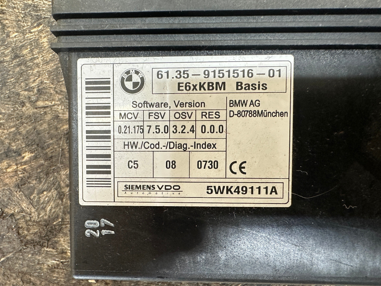 BMW 08-10 E60 E63 5/6 SERIES 535xi BODY CONTROL MODULE 9151516