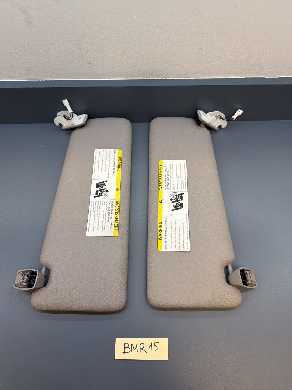 12-18 BMW 320i 328i 335i F30 Front Left & Right Sun Visor w/ Mirror Set Gray OEM