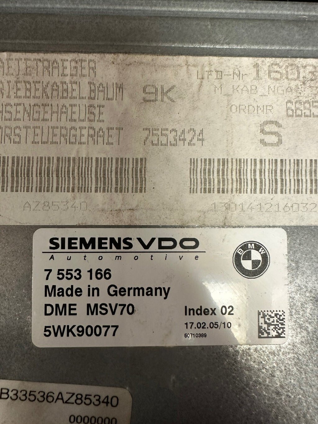 BMW N52 2.5 ENGINE CONTROL MODULE DME MSV70 CAS2 KEY ECU SET OEM 7553116