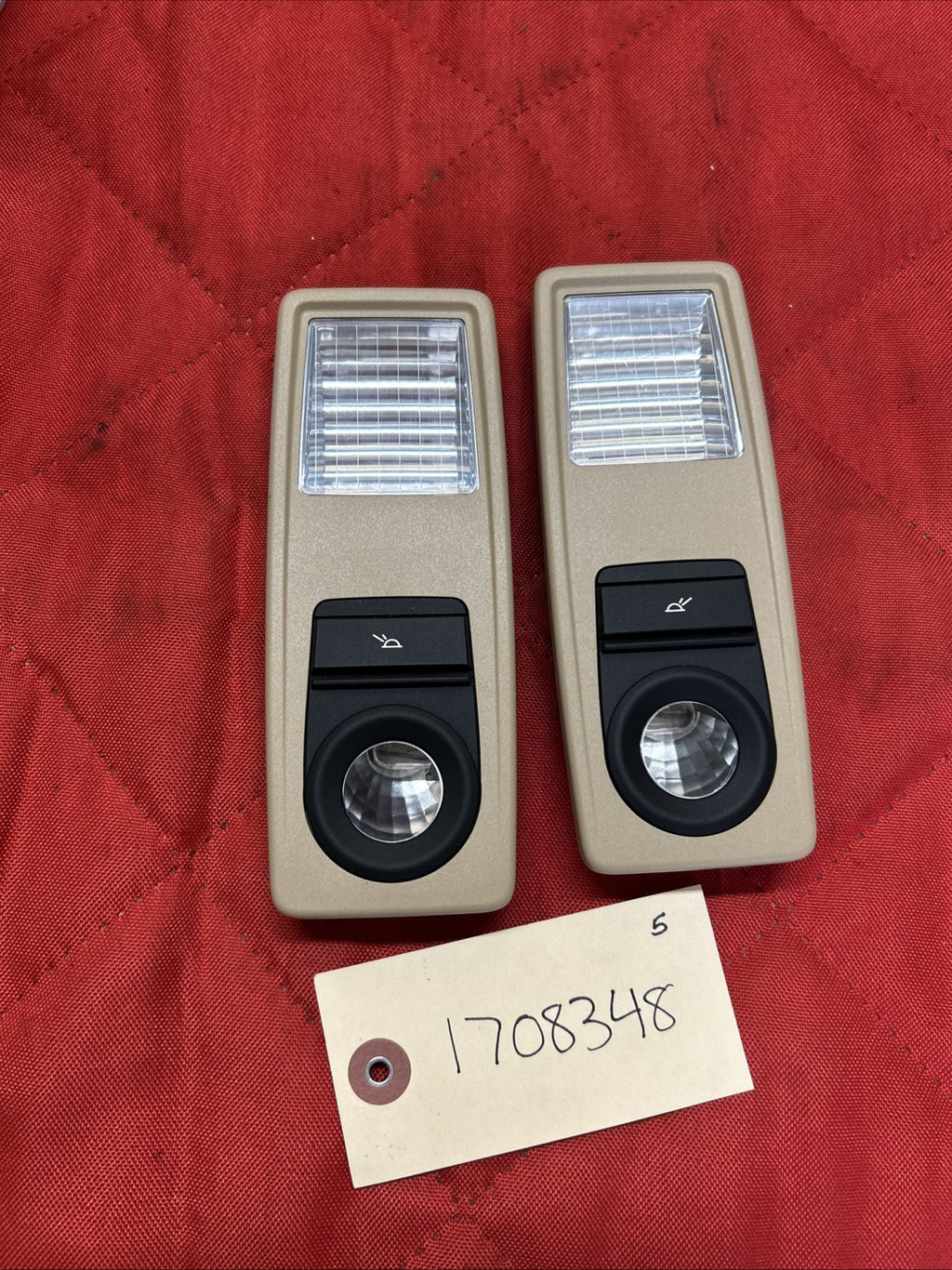 11-17 BMW X3 F25 READING LIGHT LAMP PAIR 9216821 9216822 BEIGE