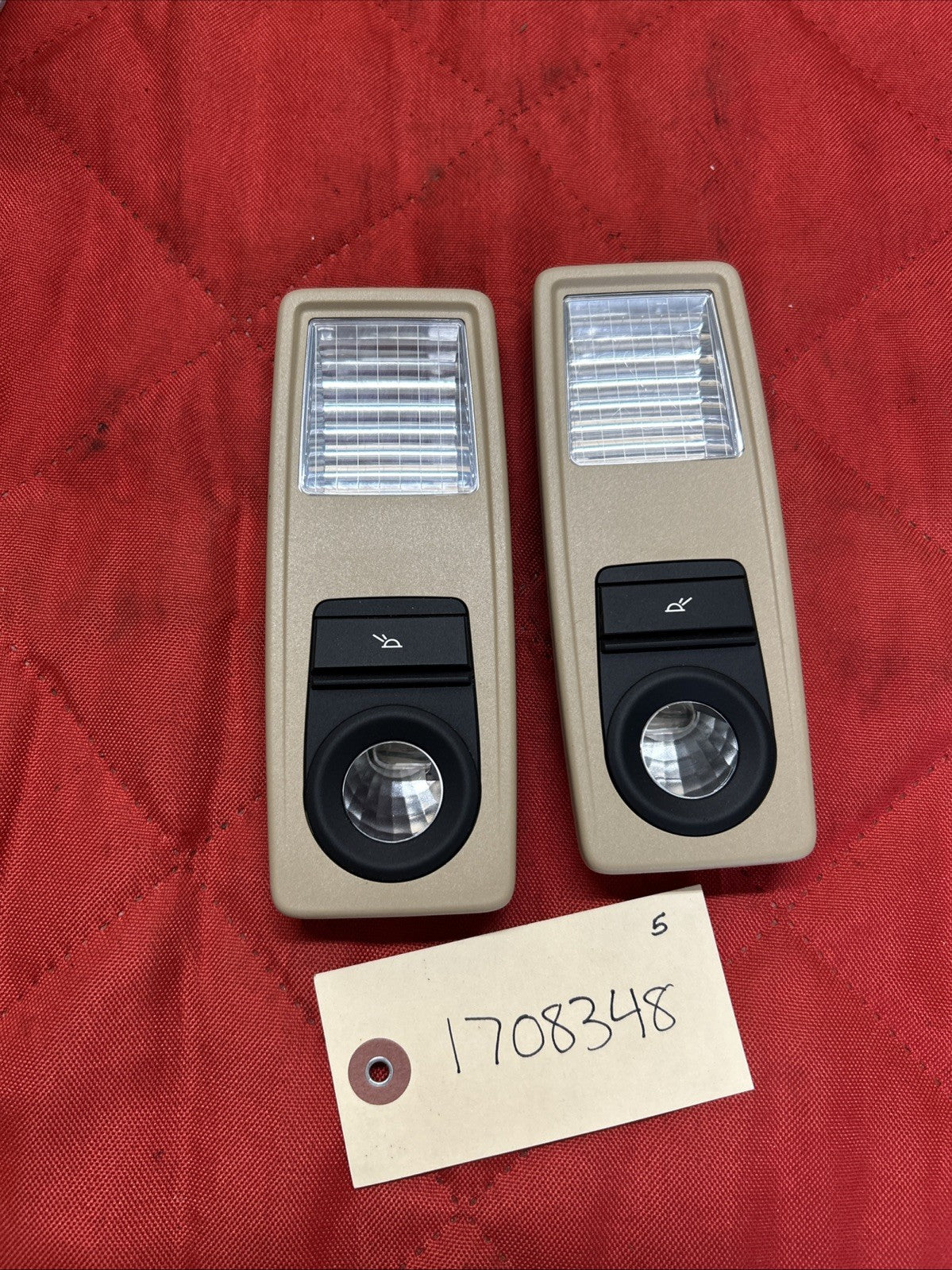 11-17 BMW X3 F25 READING LIGHT LAMP PAIR 9216821 9216822 BEIGE
