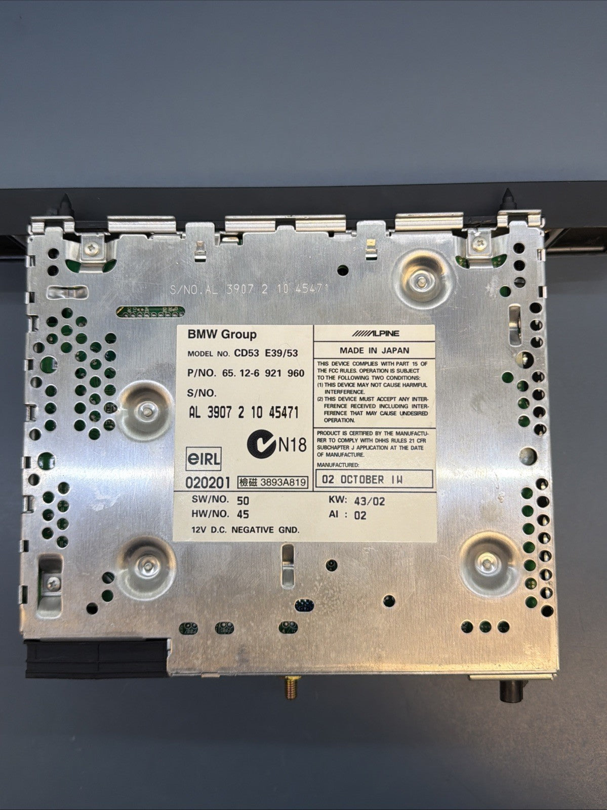 1999-2006 BMW 5 SERIES 525/528/530/540/X5 BUSINESS CD PLAYER IN DASH OEM 6921960