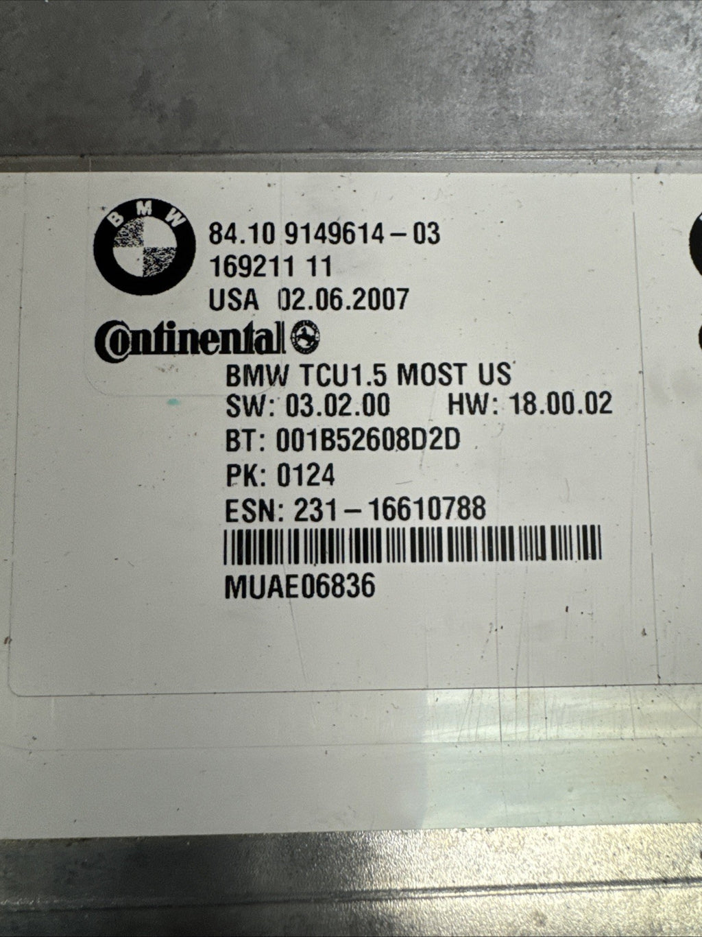 2008 BMW 550I TELEMATIC BLUETOOTH MODULE 81 . 10 9149614-03