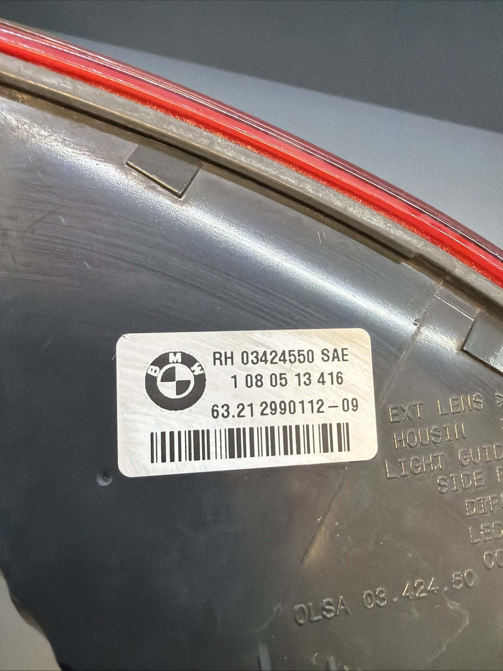 2013 2014 2015 BMW E84 X1 REAR RIGHT OUTER TAIL LIGHT ASSEMBLY OEM 2990112