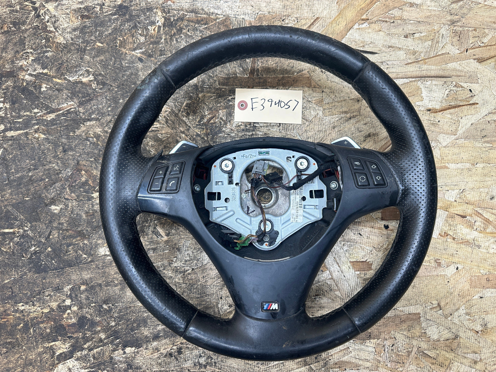 BMW 2006-2013 E9X 3 SERIES BLACK LEATHER STEERING WHEEL W/ PADDLES OEM 3051626
